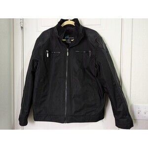 i5 Apparel Softshell Black Men's Medium Motorcycle Jacket Faux Leather Sleeves